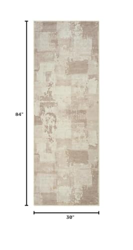 GLN Rugs Bohemian - Troy - Machine Washable Runner Rug, Boho Washable, Non Slip, Low Pile Chenille Area Rug, Hallway, Bedroom, Kitchen Rug - Easy Clean (2'6" x 7' Abstract Tan) - color: Abstract Tan, size: 2'6" x 7' (Runner)