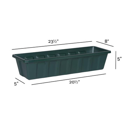 Root & Vessel Poly-Pro Plastic Flower Box Planter, Hunter Green, 24-Inch - color: Green, size: 24-Inch