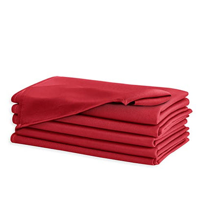 Cloth Napkins Set of 6, 18 x 18 Inch, Washable Red Dinner Napkins with Hemmed Edges for Restaurant, Wedding and Holiday - color: Red, size: 18" x 18" (Set of 6)