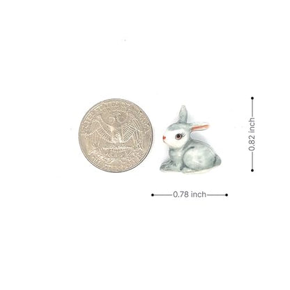 Handmade Adorable Mini Ceramic Animal Figurine – Porcelain Miniature Collectible Decor (Pink Ears Rabbit) - style: Pink Ears Rabbit