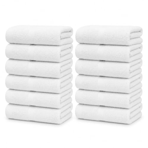 Soft Classic Towel Set - Ultra-Absorbent, Quick-Drying & Durable 12-Piece Towels - Ringspun Cotton Loops for Plush Comfort - Lightweight & Long-Lasting Bathroom Essentials - (White, Wash Cloth) - style: Wash Cloth