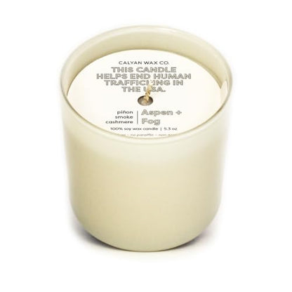 Dignity Series Aspen & Fog Scented Candle - 35 Hour Burn | Made in the USA Luxury Clean Soy Wax Candles - Long Lasting Ivory Glass Jar Candle for Home - 1 Wick - 5.3oz - color: Aspen + Fog