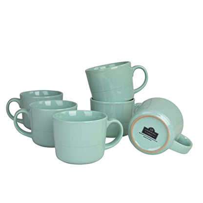 Double Line 3.75"/12 oz Mug, Set of 6, Seafoam - color: Seafoam, size: 12 Ounces