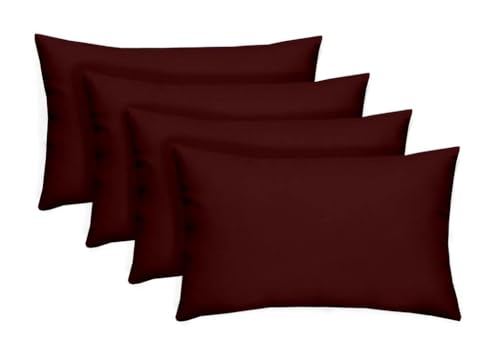 RSH DECOR Sunbrella 26" x 16" Lumbar Throw Pillows Set of 4 | Water and Fade-Resistant Performance Fabric | Outdoor Pillow Covers with Down-Alternative Inserts | Made in USA (Canvas Burgundy) - color: Canvas Burgundy, size: 26" x 16" (Set of 4)