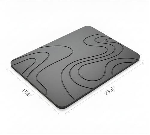 Premium Stone Bath Mat Diatomaceous Earth Ultra Absorbent Quick Drying Easy to Clean Non-Slip Diatomite Stone Bath Shower Mat Ideal for Bathroom Floor (Dark Grey) - color: Dark Grey