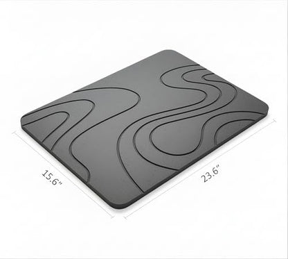 Premium Stone Bath Mat Diatomaceous Earth Ultra Absorbent Quick Drying Easy to Clean Non-Slip Diatomite Stone Bath Shower Mat Ideal for Bathroom Floor (Dark Grey) - color: Dark Grey
