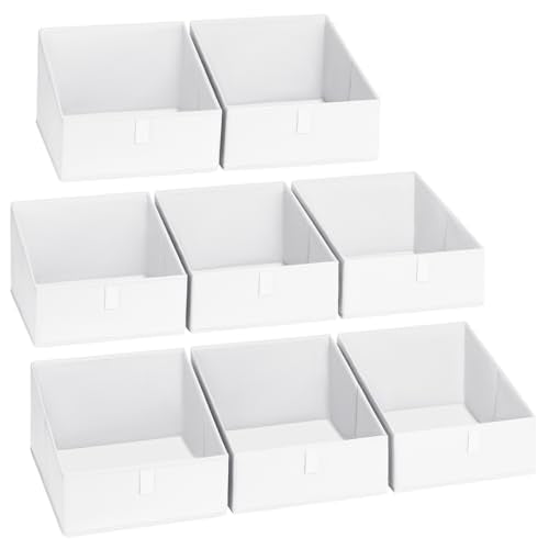 DIMJ Closet Storage Bins 8 Pack - Fabric Trapezoid Closet Organizer Bin, Foldable Storage Baskets for Shelves, Shelf Organizer, Clothing Storage Box for Toys, Books, Towel, Clothes - color: White, size: 8 Bins 11.4"x11.4"x7.8"