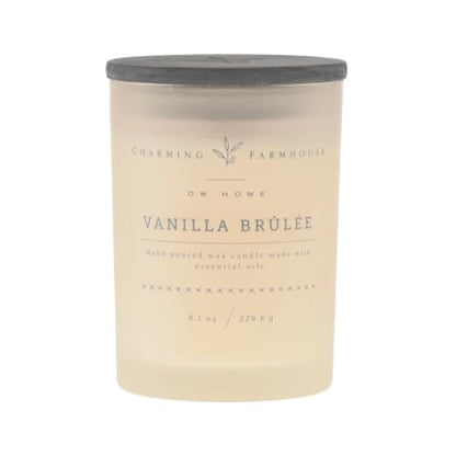Charming Farmhouse by DW Home Vanilla Brûlée Scented Candle, 8 oz Wooden Wick Candle, Vanilla Bean, Toffee & Toasted Marshmallow Fragrance, Up to 40H Burn Time - color: Vanilla Brulee, size: 8 oz