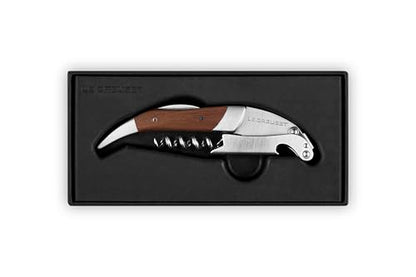 Le Creuset Black Walnut Corkscrew Wine Opener | One-Step Waiter's Friend - color: Wood and Stainless Steel, style: Wine Opener