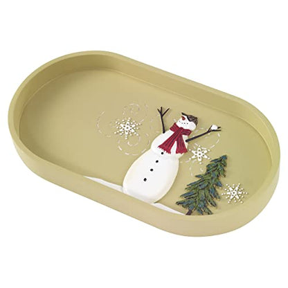Avanti Linens - Vanity Tray, Resin Countertop Accessories, Christmas Decorations (Snowmen Gathering Collection) - size: 10" x 5" x 1"