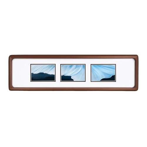 4x16 Collage Picture Frame Natural Walnut Solid Wood, 2x3 Collage Photo Frame Displays 3 Photos or 4x16 (Without Mat), Wooden Frame for Tabletop or Wall Mounting Display - color: Walnut, size: 4x16-3 Openings