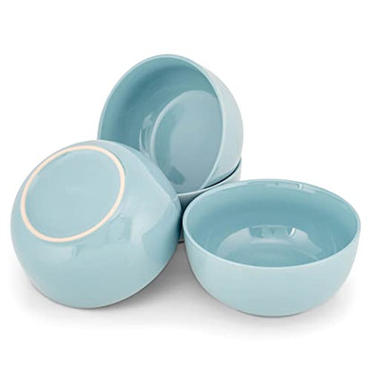 Elanze Designs Bistro Glossy Ceramic 6.5 inch Dinnerware Bowls Set of 4 - Perfect for Everyday uses from Soup, Pasta, Salad, Cereal, Ice cream, Ramen and Pho, Ice Blue - color: Ice Blue, style: 6.5 inch Soup