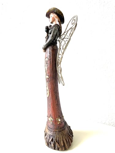 SUREG Western Cowgirl Angel Holding Cross, Family, Friend Figurine Statue Hand Painted Rustic Life-Like Detailed Home Office Decoration Poly Resin 1 Item (Holding Cross Sign) - color: Holding Cross Sign