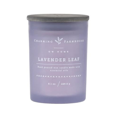 Charming Farmhouse by DW Home Lavender Leaf Scented Candle, 8 oz Wooden WIC, Lavender, Eucalyptus & White Sage Candle, Aromatherapy Candle, Up to 40 Hour Burn Time - color: Lavender Leaf, size: 8 oz