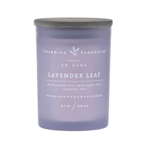 Charming Farmhouse by DW Home Lavender Leaf Scented Candle, 8 oz Wooden WIC, Lavender, Eucalyptus & White Sage Candle, Aromatherapy Candle, Up to 40 Hour Burn Time - color: Lavender Leaf, size: 8 oz