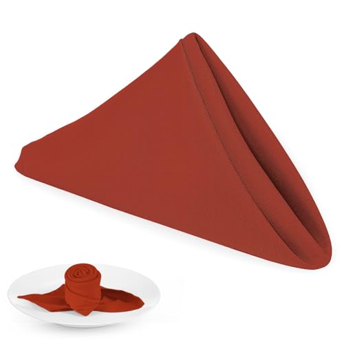 PLOYMONO Burnt Orange Cloth Napkins - 8 Pack 17" x 17" Polyester Napkins | Heavy Duty 180 GSM Cloth Napkins with Hemmed Edges - Great for Restaurants, Weddings, Parties, Banquets Dinner - color: Burnt Orange