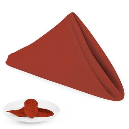 PLOYMONO Burnt Orange Cloth Napkins - 8 Pack 17" x 17" Polyester Napkins | Heavy Duty 180 GSM Cloth Napkins with Hemmed Edges - Great for Restaurants, Weddings, Parties, Banquets Dinner - color: Burnt Orange