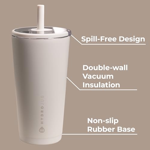 HydroJug Everyday Tumbler 20 oz, Ceramic-Lined Straw Cup, Linen - color: Linen, size: 20 Ounces