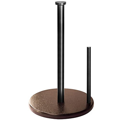 Wood Paper Towel Holder Countertop, OBODING, Farmhouse Kitchen Paper Towel Holders Stand with Real Wooden Base, fits Standard and Jumbo Size Paper Towels (Dark Brown) - color: Dark Brown Wood