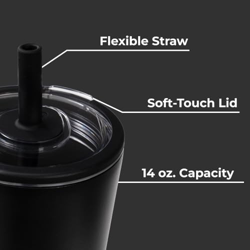 HydroJug Everyday Tumbler 14 oz, Ceramic-Lined Straw Cup, Black - color: Black, size: 14 Ounces
