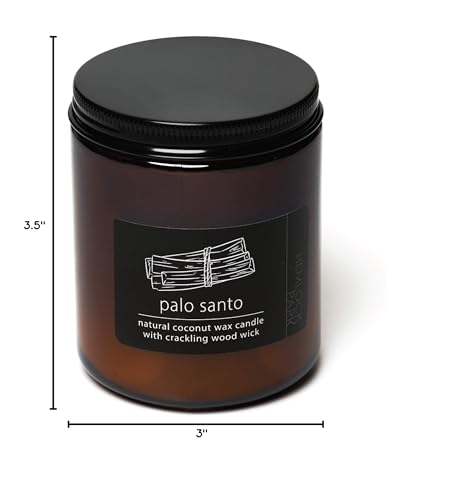 Hemlock Park Palo Santo Apothecary Crackling Wood Wick Candle | 8 oz | Coconut Apricot Wax | Crackling Wood Wick | Botanical Fragrance | Made in USA - size: Standard 8 oz