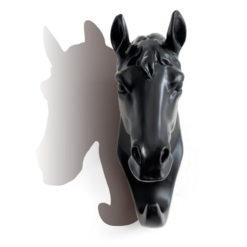 Horse Head Single Wall Hook, Black | Animal Shaped, Heavy Duty, Rustic, Decorative - color: Horse-Black