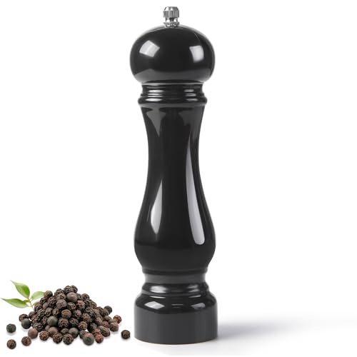 Pepper Mill Grinder Salt Grinder, Arcylic Peppercorn Grinders with Adjustable Ceramic Grinding Core (8 Inch,Black) - color: Black, size: 8 inch