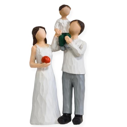 Family of 3 Figurines Gift, Parents and Kid Statue,Hand-Painted Resin Family Figurines Decor, Parents Son Sculpted Gifts for Anniversary, Birthday,Thanksgiving Christmas - color: Shoulders of Love