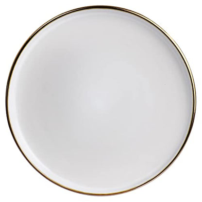 Elama Arthur 6 Piece Stoneware Salad Plate Set in Matt White with Gold Rim (Arthur Paul Salad), 6 Piece Set - color: Matte White, size: 6 Piece Set