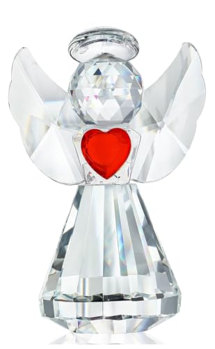 3.3inch Crystal Guardian Angel Figurine Art Glass Angel Ornaments | Clear,Christmas Birthday Gifts for Mom Women Sister,Home Table Paperweight Decoration Collectible,Memorial Gift - style: Heart Angel