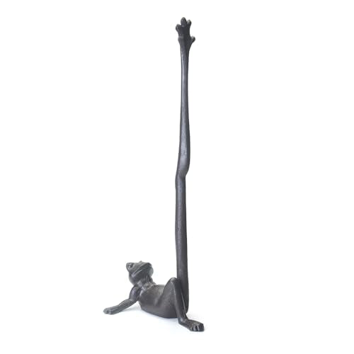 Cast Iron Frog Frog Leg Paper Towel Holder, Stable & Durable, Cute Funny Animal Vintage Metal Roll Tissue Standing Countertop for Kitchen（Black）