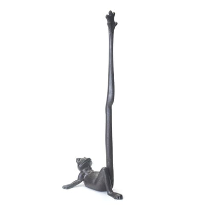 Cast Iron Frog Frog Leg Paper Towel Holder, Stable & Durable, Cute Funny Animal Vintage Metal Roll Tissue Standing Countertop for Kitchen（Black）
