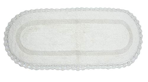 Home Weavers Hampton Crochet Reversible Bathmat 100% Cotton Bathroom Rugs Set, Washable Rug, Thick Extra Soft and Absorbent Bath Rug, Kitchen Mat, Bath Mat Set, Mat Non Slip, 21"x54" Runner, Ivory - color: Ivory, size: 1'9" x 4'6" (Oval)
