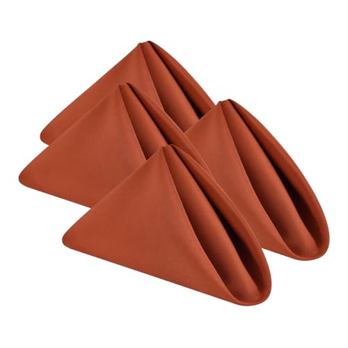 Wolkemer 4 Packs Rust Cloth Napkins 17 x 17 Inches Solid Washable Polyester Dinner Napkins with Hemmed Edges for Dinners Parties Weddings Banquets Events Table Decoration - color: Rust