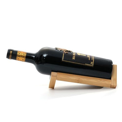 Single Wine Bottle Holder, Personalized Bamboo Wine Bottle Holder Stand Display Table Top Wine Rack Countertop Wine Holders Organizer for Dining Table, Cabinet Etc