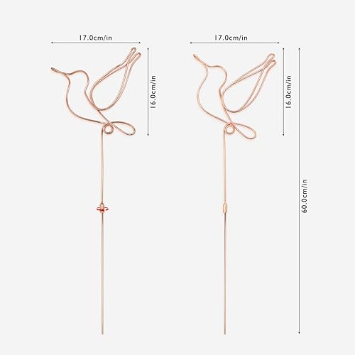 Hummingbird Decorative Garden Stakes Set of 2,Hummingbirds Metal Wire Decor | Decorative plant stakes 23.6 x 6.7 inches,Decorative Stakes for Flower Pots, Planters, and Flower Beds