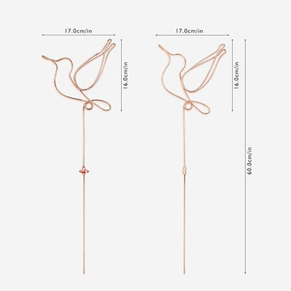 Hummingbird Decorative Garden Stakes Set of 2,Hummingbirds Metal Wire Decor | Decorative plant stakes 23.6 x 6.7 inches,Decorative Stakes for Flower Pots, Planters, and Flower Beds
