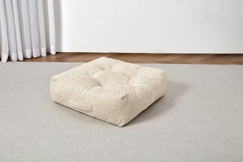 Floor Cushion Pillow, Portable Large | Meditation Adult Sitting Pillow with Handle for Tatami, Living Room & Yoga (1, Square, Fog, 22 x 22 x 6 inches) - color: Square, Fog