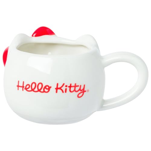 Silver Buffalo Sanrio Hello Kitty Cream Bows, 3D Mini Cup Set, 4pk, 3.5oz | Different Color, Pack, Sculpted Ceramic Mug, Perfect for Sugar or Milk, 0.1 Liters - color: White/Multi