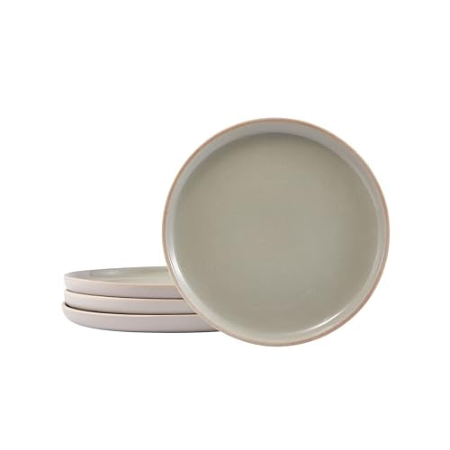 Bico Reactive Glaze Light Grey 7 inch Salad Plates Set, Set of 4, Microwave and Dishwasher Safe, for Salad, Appetizer, Side Dishes, Tapas