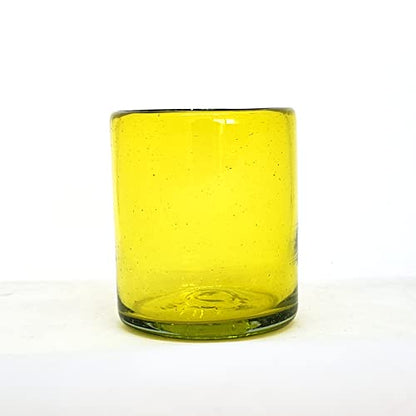 Solid Yellow 9 oz Short Tumblers (set of 6), Recycled Glass, Lead-free, Toxin-Free (9oz Tumbler) - color: Yellow, size: 9 oz
