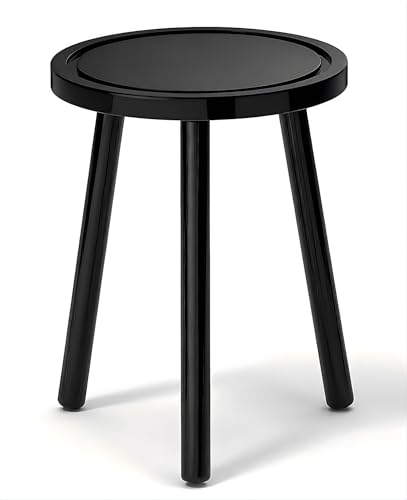 Wood Plant Stands Indoor, 16.7" Tall Plant Stand Outdoor Mid-Century Plant Stool, Single Plant Table Modern Small Round Side/End Table for Living Room, Balcony, Office(Black) - color: Black, size: 1 Pack
