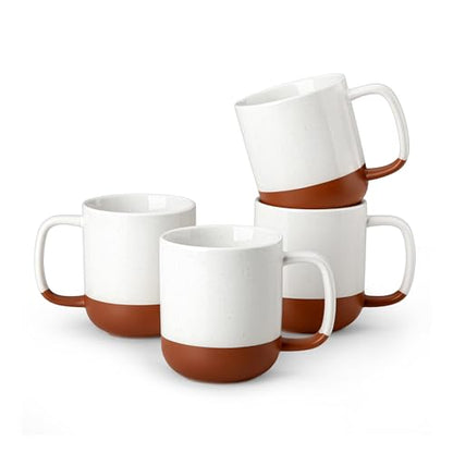 MALACASA Ceramic Coffee Mugs Set of 4, 11oz Coffee Cups, Modern Farmhouse Mugs for Coffee, Latte, Tea, Hot Chocolate, Cappuccino, Milk, Microwave & Dishwasher Safe, Khaki White, Series TARA - color: Khaki White, size: 11 Oz