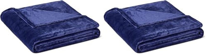 Amazon Basics Throw Blanket, Ultra-Soft Flannel Fleece Microfiber, Lightweight Cozy for Couch Sofa Bedroom, Fade-Resistant, 50 x 60 Inches, Navy (Pack of 2) - color: Navy, size: 50 x 60 inches (Pack of 2)