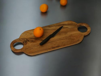 Vesta Homes Wooden Cutting Board, Platter, Serving Board, Charcuterie, and Cheese Board for Kitchen | Natural Acacia Wood | 24x9x0.6 inches | Handcrafted in India - size: 24"L x 9"W x 0.75"T