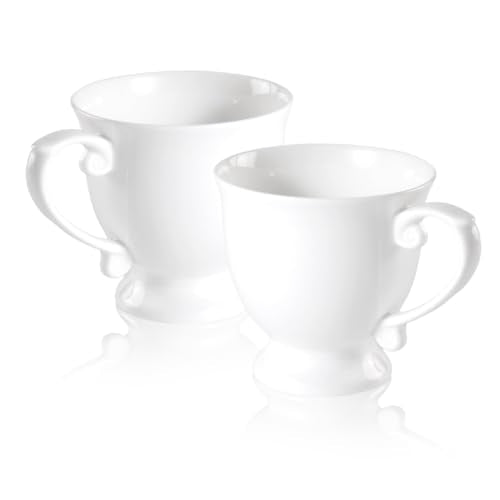 Fine Bone China Coffee Mugs, 18 Oz, Set of 2 | Elegant Royal Goblet Coffee Cups with Handles, Large Tea Mugs for Latte, Cappuccino, Hot Beverages, Housewarming Wedding Gift - color: 2 Pcs Goblet Style