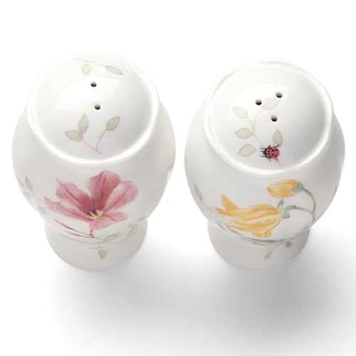Lenox Butterfly Meadow Salt and Pepper Shaker Set | dishwasher safe | floral design | kitchen and dining essential, gift for women, kitchen essentials set - style: Salt & Pepper Set, Floral