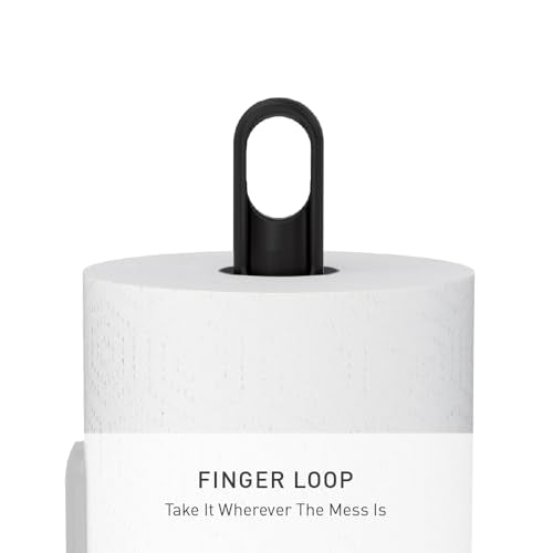 simplehuman Tension Arm Countertop Paper Towel Holder, Easy One-Handed Tear, Standing Weighted Base with Finger Loop, Heavy Duty, Matte Black Steel - color: Black Stainless Steel