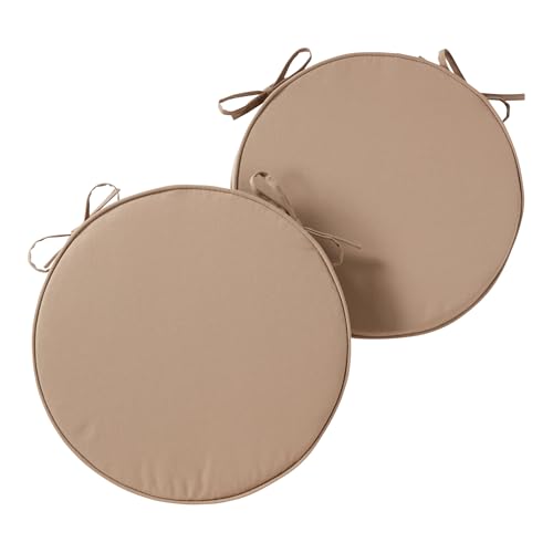 Greendale Home Fashions Set of 2 Outdoor 18 inch Round Patio Dining Chair Pads – Comfortable Fiber-Filled Seat Cushions with Ties, Reversible Polyester Fabric, Coronado - color: Coronado
