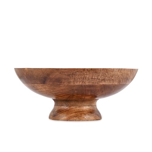 FRUIT BOWL Mango Wood Round Shaped Serving Bowl For Fruit,Dessert Platter Tray Dish Kitchen Dining Fruit,Dessert,Snack (12" x 12" x 5")